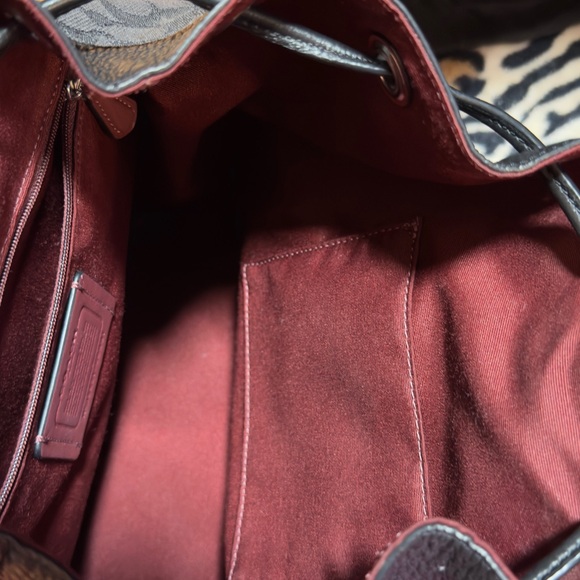 Coach Monogram Drawstring Bucket Bag in black and  and white stripe - Picture 4 of 4